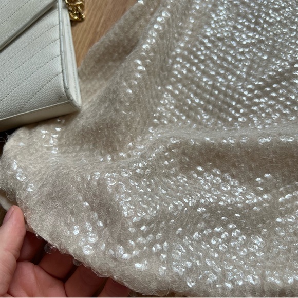 Alice + Olivia Sasha one-shouldered silk sequined top in light nude/champagne - Picture 6 of 12